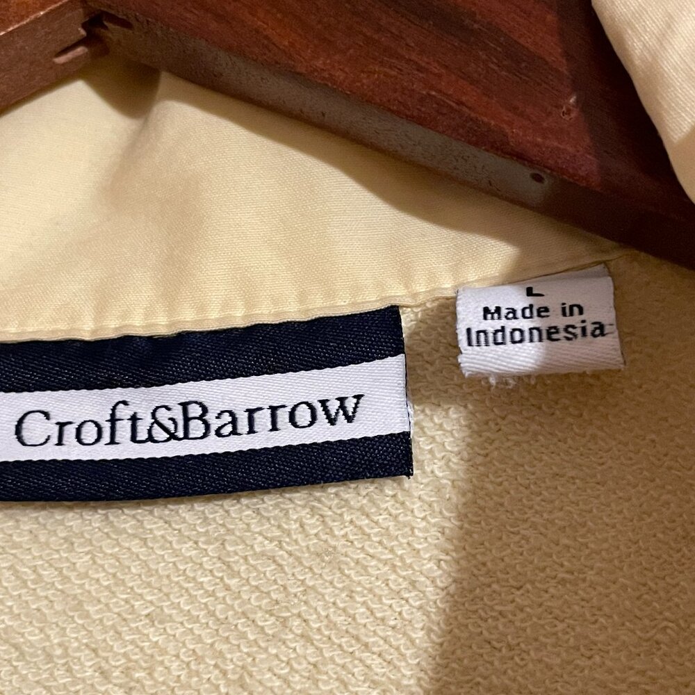 SO SOFT!! Croft & Barrow L Yellow Knit Woven Cotton Zip Button Sweatshirt Jacket - Picture 4 of 15